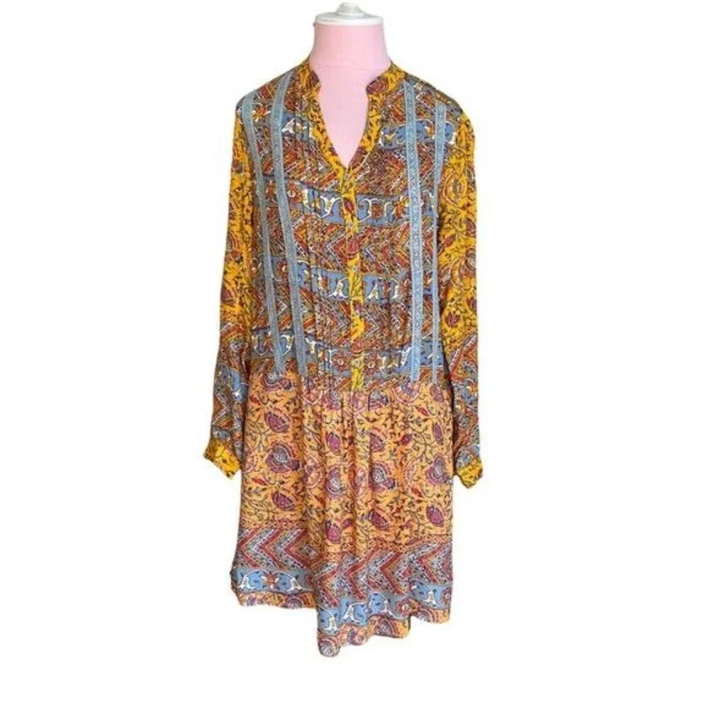 Anthropologie Tiny Ismelda Tunic Dress Yellow Multi Size Small NWT